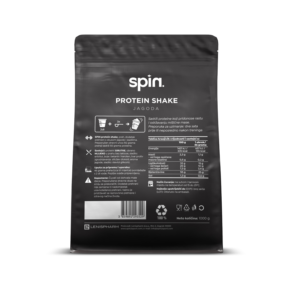 SPIN protein shake – jagoda, 1kg - Slika 3