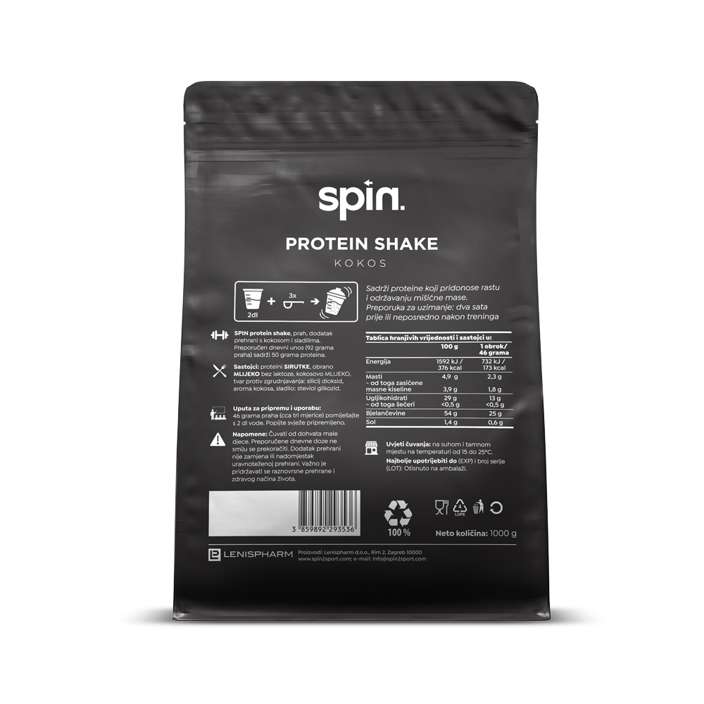 SPIN protein shake – kokos, 1kg