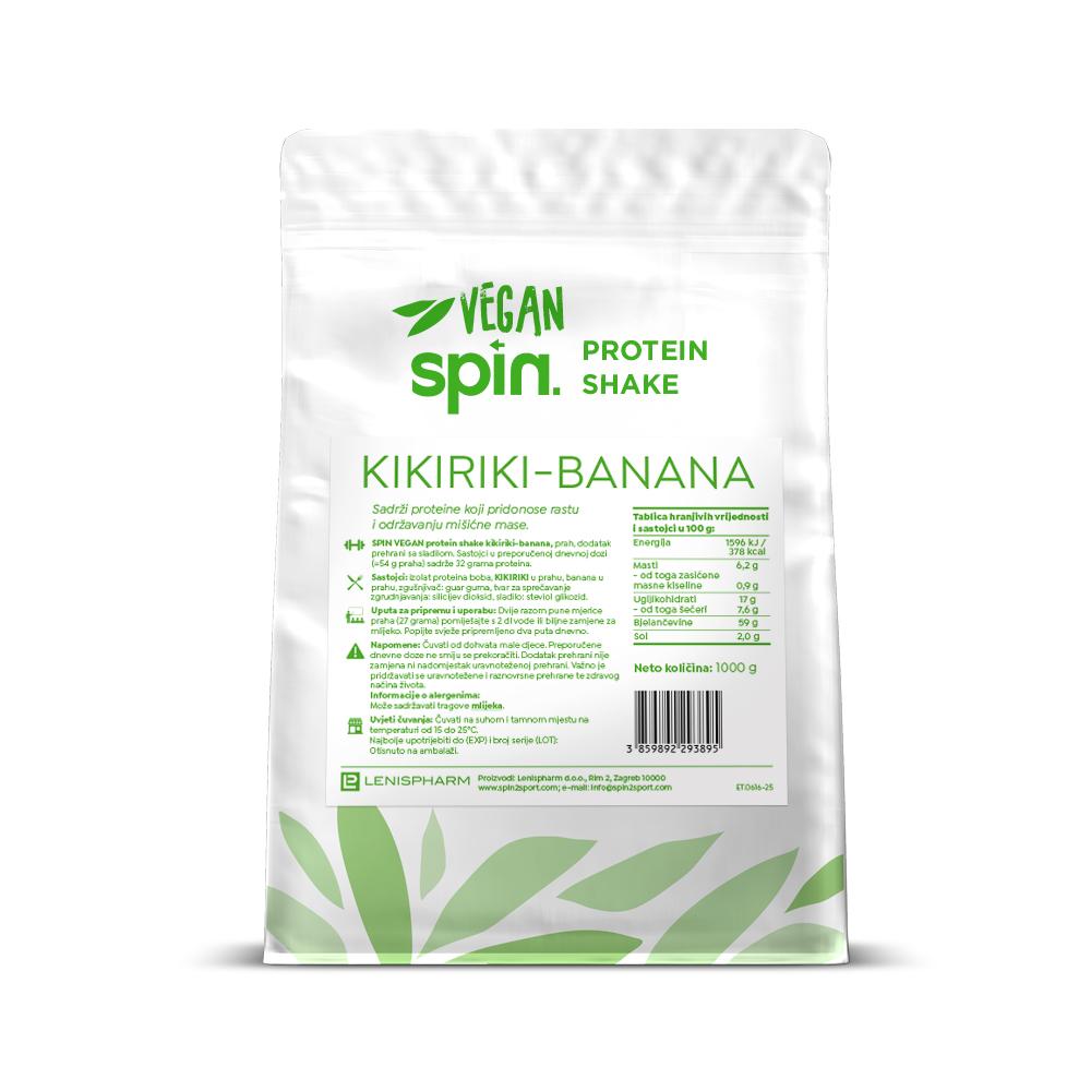 SPIN vegan protein shake KIKIRIKI-BANANA - Slika 3